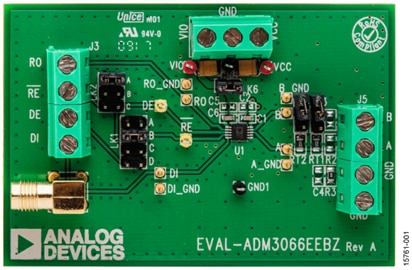 ADI's EVAL-ADM3066EEBZ evaluation board Image of ADI's EVAL-ADM3066EEBZ evaluation board