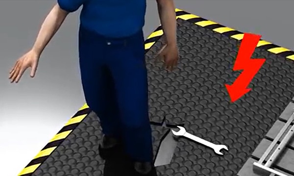 Safety mat operation requires physical contact Diagram of safety mat operation requires physical contact