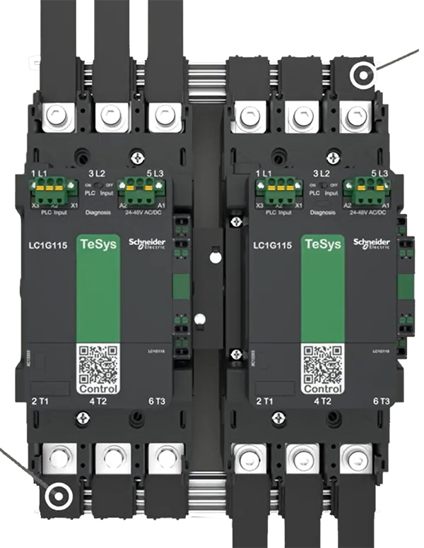 Two TeSys Giga contactors interlocked Image of two TeSys Giga contactors interlocked