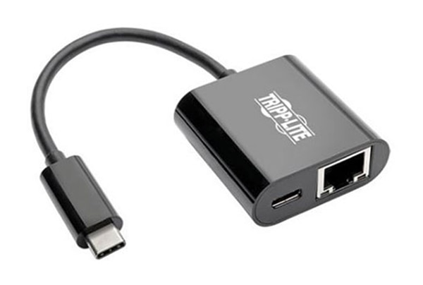 Tripp Lite U436-06N-GB-C is a USB-C to Gigabit Ethernet adaptor Tripp Lite 的 U436-06N-GB-C 是一款 USB-C 對 Gigabit 乙太網路配接器示意圖