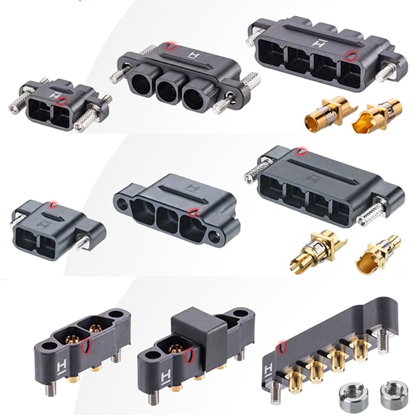 Harwin Kona series power connectors Image des connecteurs d'alimentation série Kona de Harwin