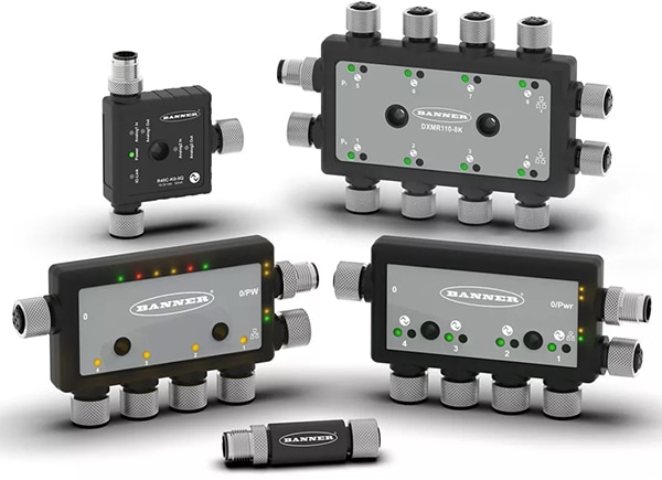 Form factors and configurations of Banner’s remote I/O solutions Image des facteurs de forme et des configurations des solutions E/S à distance de Banner
