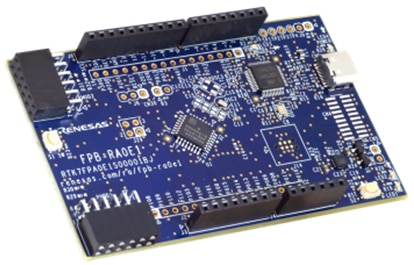 Renesas FPB-RA0E1 board for prototyping RA0E1 microcontroller applications Image de la carte FPB-RA0E1 de Renesas pour le prototypage d'applications basées sur le microcontrôleur RA0E1