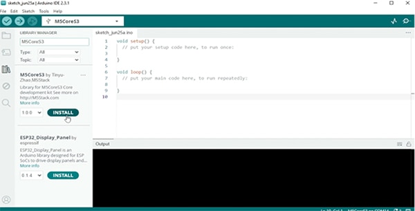 在函式庫管理中安裝 M5 CoreS3 函式庫 在库管理中安装M5 CoreS3库