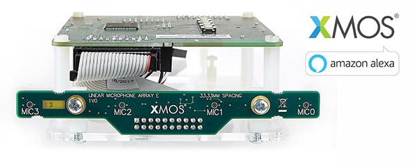 The VocalFusion 4-Mic Development Kit for AVS Showing the Microphone Array