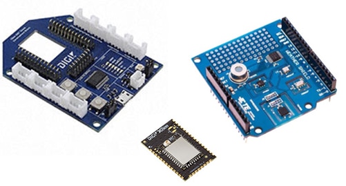 Digi International Grove board, XBee3 module and TE Connectivity Weather Shield