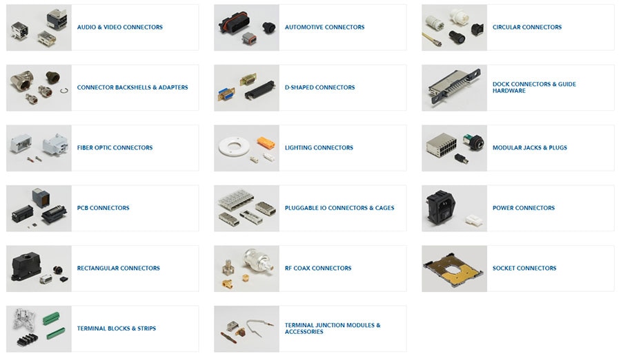 The many types of connectors offered by TE Connectivity