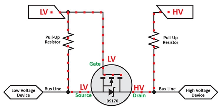 Logical HIGH voltage translation