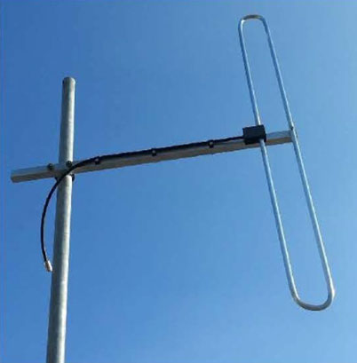 Dipole antenna rotated by 90 degrees to present a vertical polarization