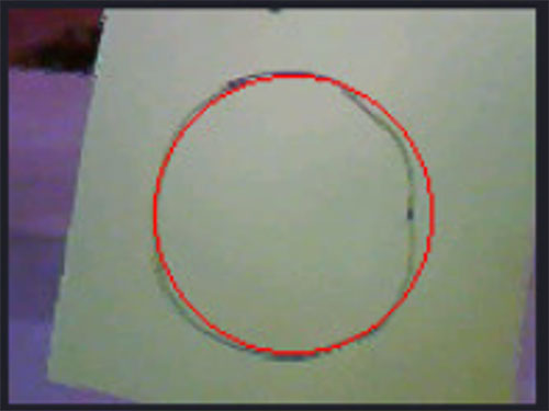 Red circle added to frame buffer by find_circles.py example script