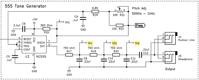 555 tone circuit with test points