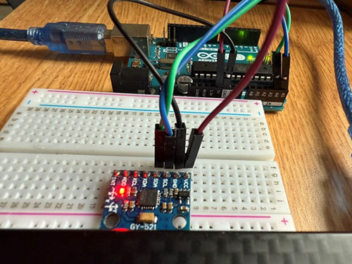 Connection between the MPU6050 and the Arduino Uno