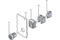 Image of Modular Pushbutton System Snaps Together for Flexible Control Panel Designs