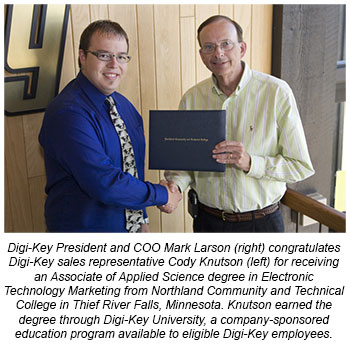 Knutson Earns Digi-Key-Sponsored AAS Electronic Technology Marketing Degree from NCTC Knutson Earns Digi-Key-Sponsored AAS Electronic Technology Marketing Degree from NCTC