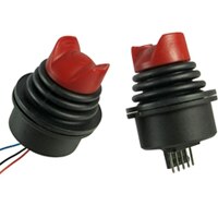 Two FR series single axis three position thumb controllers APEM FR Series