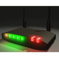 Model of a router using light pipes to illuminate indicator lights LED Light Pipes