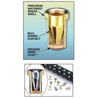 A labeled image of a fibre plug above a second cutaway image of a fibre plug next to several other plugs in a tray Organic Fibre Plug Receptable