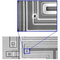Zoomed in image of an IC with ESD punch through damage ESD Damage