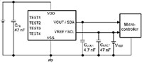 ABLICs S-5611A Series Programmable, Fast-Response, Linear Hall Effect Sensor IC Reflnput Abbildung: Programmierbarer, schnell reagierender, linearer Hall-Effekt-Sensor-IC der Serie S-5611A von ABLIC - Referenzeingang