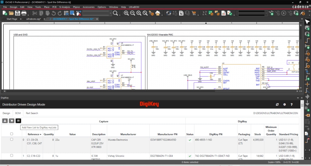 UltraBOM from Accelerated Designs and DigiKey interface