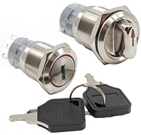 E-Switch's PVK4 Series Anti-Vandal Key-Lock and Selector Switches Image of E-Switch's PVK4 Series Anti-Vandal Key-Lock and Selector Switches