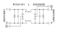 KEMET GTX Series EMI Filters, Single-Phase - Circuit Diagram Image of KEMET GTX Series EMI Filters, Single-Phase - Circuit Diagram