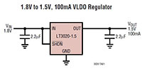 Analog Devices' LT3020 100 mA Low Voltage, VLDO Regulator Image of Analog Devices' LT3020 100 mA Low Voltage, VLDO Regulator