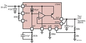 Analog Device's LT3042 Typical Application Image of Analog Devices LT3042 Typical Application