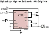 Analog Devices LTC7000 / LTC7001 135 V High Side N-channel MOSFET Gate Driver Image of Analog Devices' LTC7000 / LTC7001 135 V High Side N-channel MOSFET Gate Driver