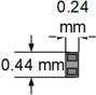 USB-C On Semi Contact Measure 0.44 mm by 0.24 mm contact