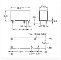 Omron's 1formC Type: Case and Mounting Pad Dimensions Image of Omron's 1formC Type: Case and Mounting Pad Dimensions