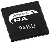 Renesas' RA4M2 100 MHz Arm® Cortex®-M33 TrustZone® Image du microcontrôleur RA4M2 100 MHz ArmⓇ CortexⓇ-M33 de Renesas avec TrustZone®