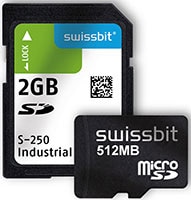 Swissbit's  S-250 SD and S-250u microSD Cards Image of Swissbit's  S-250 (u) SD and microSD Cards
