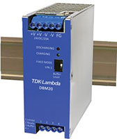 TDK-Lambda's DBM20 DIN Rail Mount Buffer Module Image of TDK-Lambda's DBM20 DIN Rail Mount Buffer Module