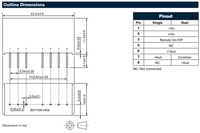 TRACO's TEC 3UI Series Dimensions and Pinout Image des dimensions et du brochage de la série TEC 3UI de TRACO