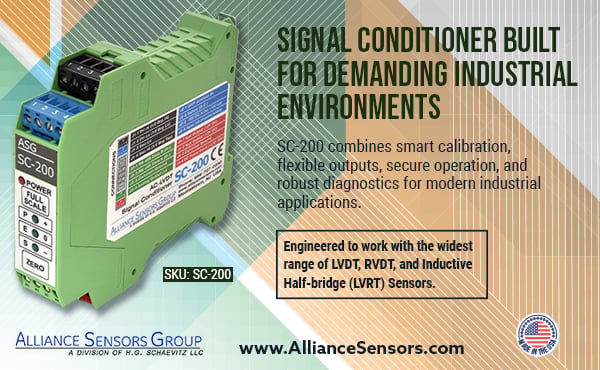 Alliance Sensors SC200 AC-LVDT Signal Conditioner Image of Alliance Sensors SC200 AC-LVDT Signal Conditioner