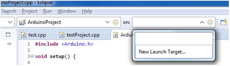 select “New Launch Target” select “New Launch Target”
