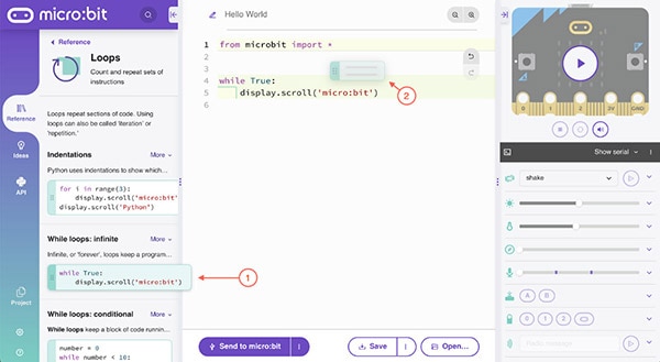 How To Write a Hello World Application in the micro:bit Python Editor How To Write a Hello World Application in the micro:bit Python Editor