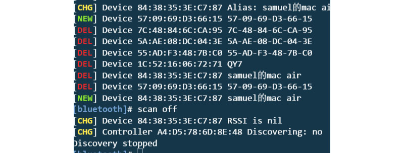 Figure 6: Turn off Bluetooth Scan Alt Text