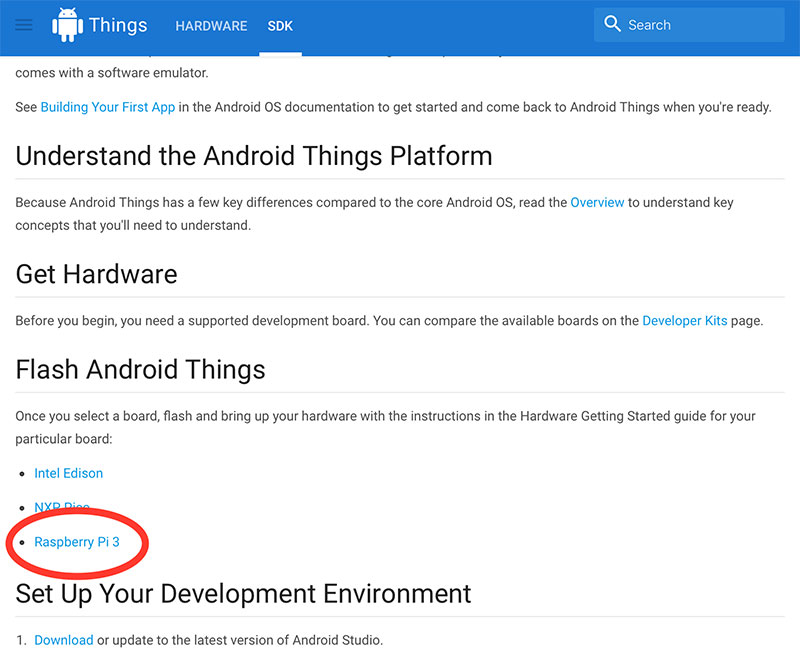 Select your development board