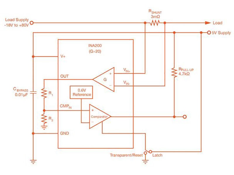 INA200 typical application schematic  INA200 typical application schematic