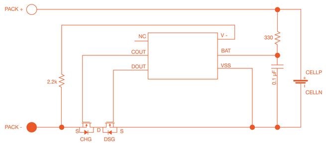 Typical application schematic for Texas Instruments BQ29700D