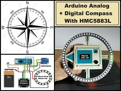 Arduino Analog + Digital  Compass with HMC5883L sensor