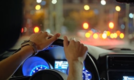 Car Steering wheel with two hands on top