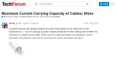 Image of Related Content: Maximum Current Carrying Capacity of Cables/Wires