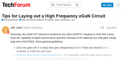 Image of Related Content: Tips for Laying out a High Frequency eGaN Circuit 