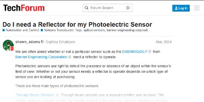 Image of Related Content Card: Do I need a Reflector for my Photoelectric Sensor 