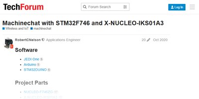 Image of Related Content Card: Machinechat with STM32F746 and X-NUCLEO-IKS01A3