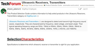 Image of Ultrasonic Receivers, Transmitters – Product Selection Guide