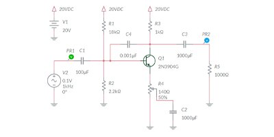 Image of Representative Class A CE amplifier featuring the 2N3904 transistor